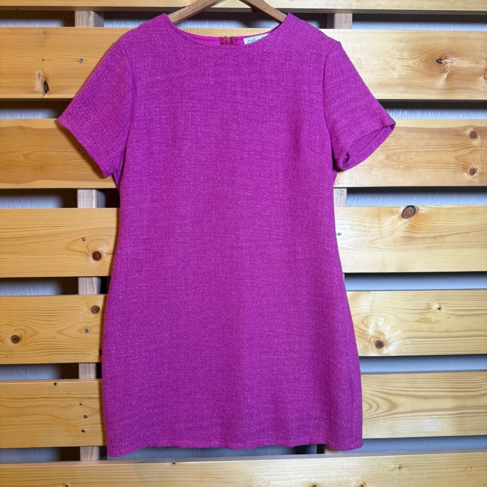 She + Sky Shift Dress Womens Large Magenta Pink Mod Party Vibrant Textured